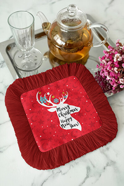 Evimde Bambaşka Șervețel elegant de iarnă cu franjuri pentru prezentări - Șer...