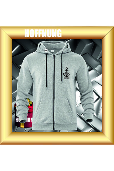HOFFNUNG Unisex Cotton Oversize "Anchor" Printed Hooded Collar Comfortable Ca...