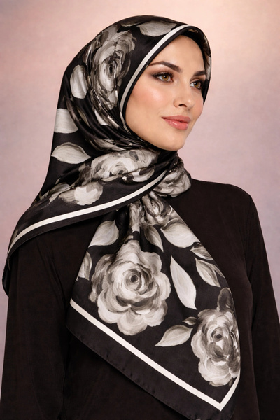 Mavi İpek Black and White Series Soft Cotton Shawl D2
