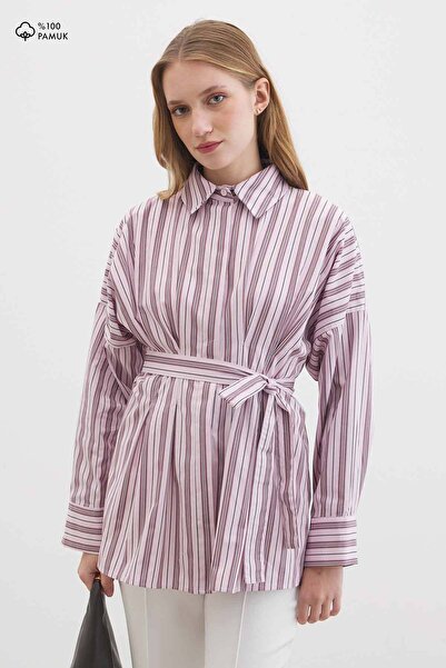 Hooopstore Pleated Poplin Soft Plum Shirt