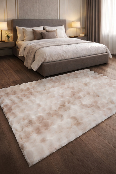 Aden Maya Tavşan Tüyü Bubble Halı | Bubble Peluş Makinede Yıkanabilir Kaymaz ...