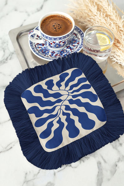 Evimde Bambaşka منديل تقديم بتصميم متموج عتيق مع حواف مزخرفة - منديل عصري بسي...