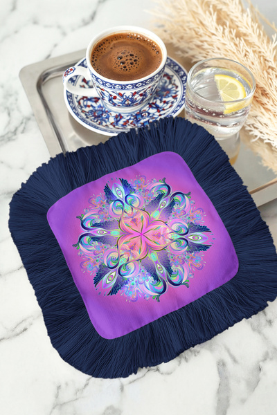 Evimde Bambaşka Pavone Elegan Șervețel decorativ cu franjuri pentru prezentăr...