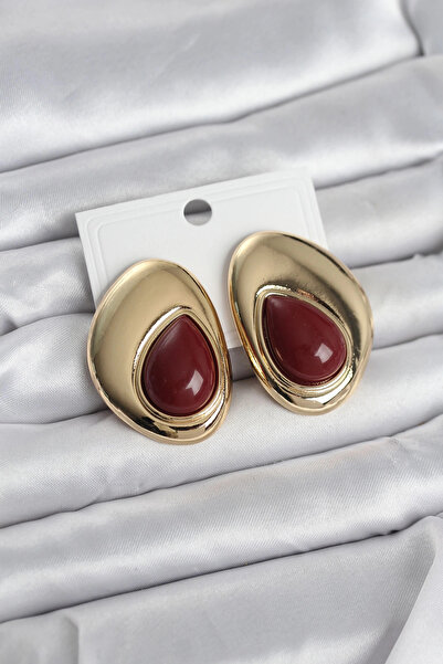 CT STONES Mey Import ®   Brass Gold Color Claret Red Stone Drop Model Vintage...