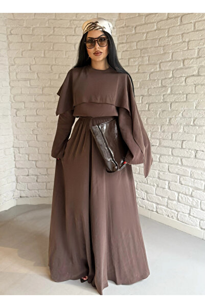 moneta boutique Women's Cape Tencel Fabric Blouse Skirt Set