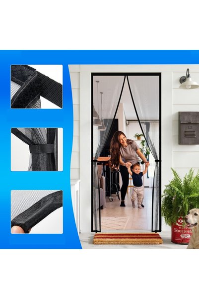 Other Plasă Insecte Magnetică - Fibră de Sticlă, Uși Balcon și Terasă - 100 x 210 cm, Negru