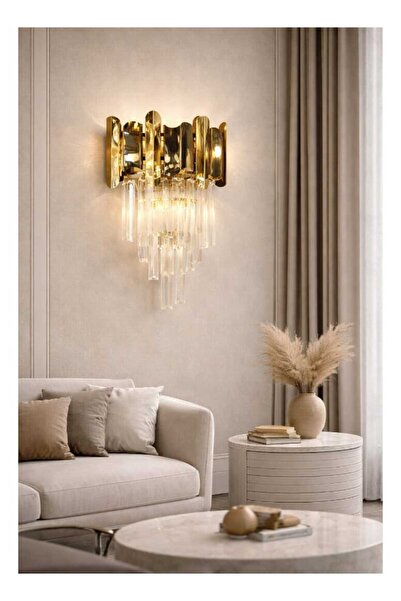 best power Crystal wall sconce, gold and black