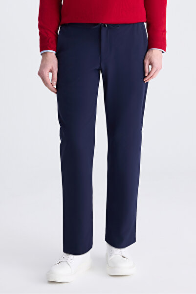 D'S Damat Ds Damat Relaxed Fit Navy Blue Dobby Fabric Trousers