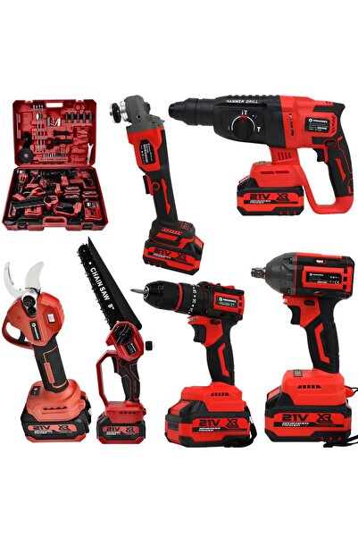 prohummer PH326 21V 6'lı : Taşlama, Kırıcı Delici, Somun Sıkma, Matkap, Budam...