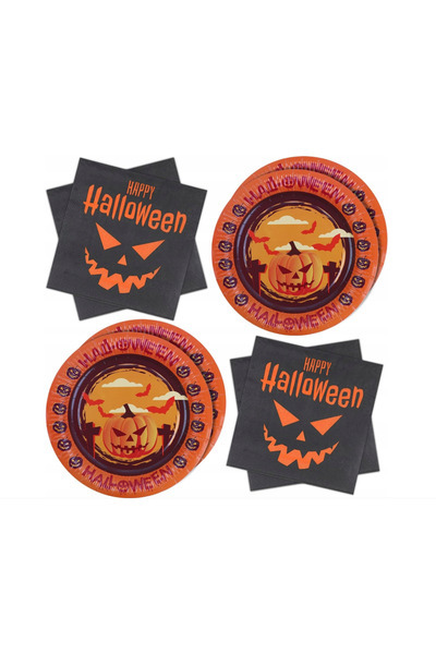 Other Halloween Dinnerware Set - Paper Plates and Napkins, Pumpkin Pattern, 4...