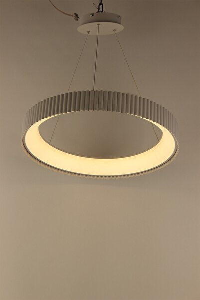 GN GEN AYDINLATMA Modern Beyaz Dairesel Halka Tasarım 3 Renk Ledli Şık Salon ...