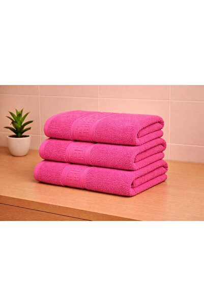 OEM Set of 3 Pink 100% Cotton Bath Towels with Patterned , 70x130 cm, 400 gra...