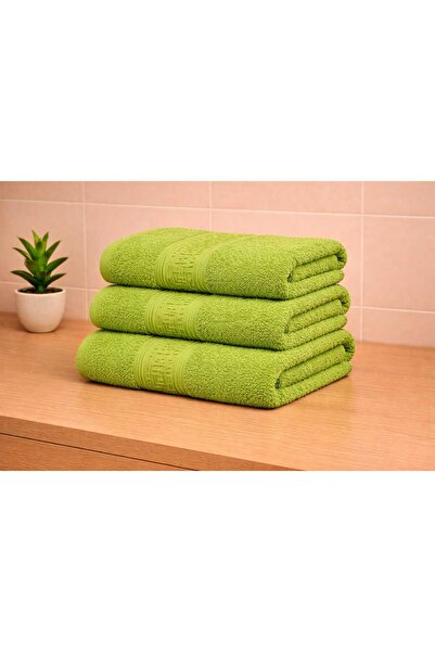 OEM Set of 3 Green 100% Cotton Bath Towels with Patterned , 70x130 cm, 400 gr...