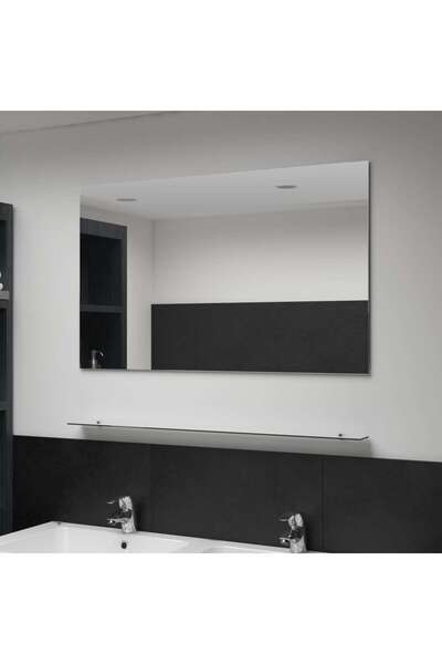 Concept Oglindă de perete cu raft, 100 x 60 cm, sticlă securizată