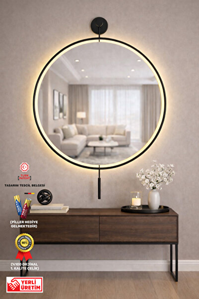 MetaQuartz Aksesuar Kablosuz Ledli Luxry Mirror Ayna Siyah 50x75 - 60x75 Cm D...