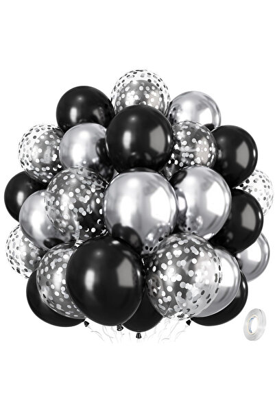 Other Set of 35 Latex Balloons - Party, Confetti, Black and Silver - 30 cm, 1...
