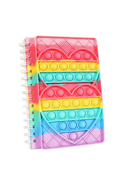 Other Caiet Pop It Antistres pentru Copii - Model Inima Curcubeu, Silicon, Fo...