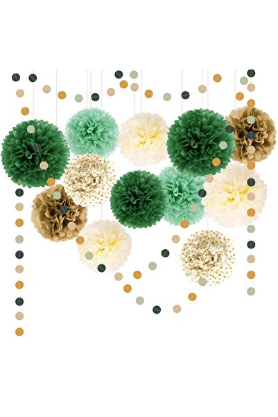 Other Set 23 Pompoane Hartie - Stil Vintage, Reutilizabile - Multicolor, Verd...