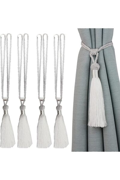 Other Fringed Curtain Tiebacks - Set of 4 Pieces, Polyester and Cotton, 60 cm...