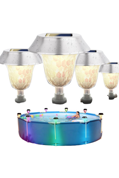 Other Lămpi Solare Piscină - Set 4 Bucăți, Rezistente la Apă IP65, Moduri RGB...