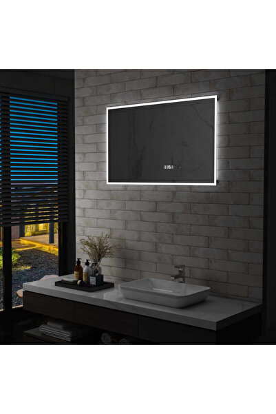 Concept Oglindă cu LED de baie cu senzor tactil și afișaj oră 100x60 cm