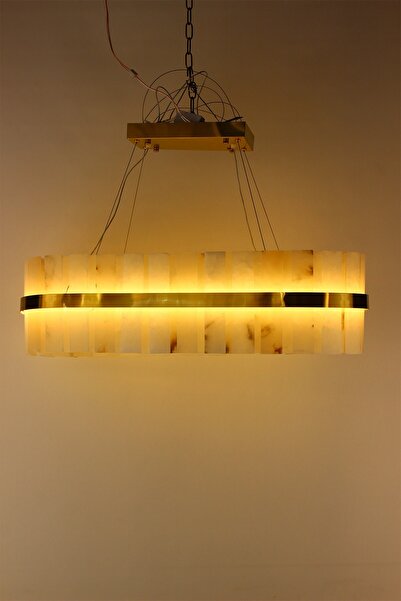 GN GEN AYDINLATMA Lüks Bronz Eskitme Gövde Masaüstü Dikey Ham Mermer Plakalı ...