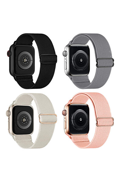 Other Set of 4 Apple Watch SE Ultra 2/1 Straps - Adjustable Stretchy Nylon - ...