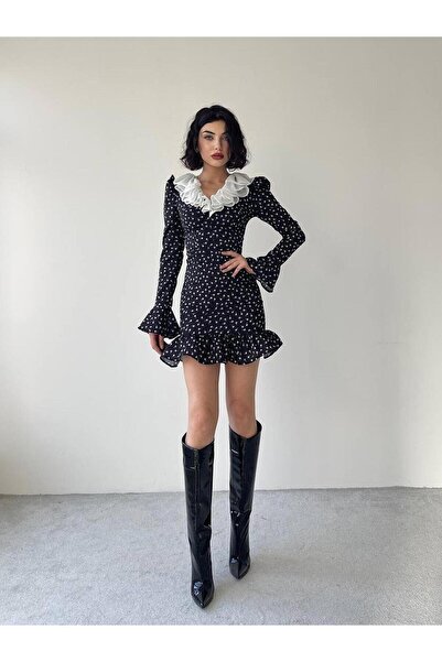 MODALİST Women's dress with Polka Dot and accessorized with alice ruffles