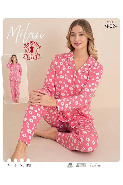 ars moda ışığı طقم بيجامة نسائي من قماش ميلان بنقشة زهور