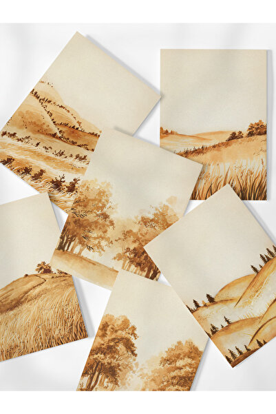 Henno A6 (10,5x14,8 cm) 6’lı Sonbahar Tonları Vintage Doğa Manzara Scrapbook,...