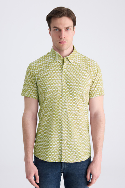 Twn Slim Fit Beige Printed Easy Iron Shirt