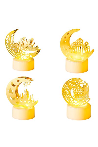 Other Lumânări LED Ramadan - Set 4 Bucăți, Design Lună și Stele, Acril Auriu ...