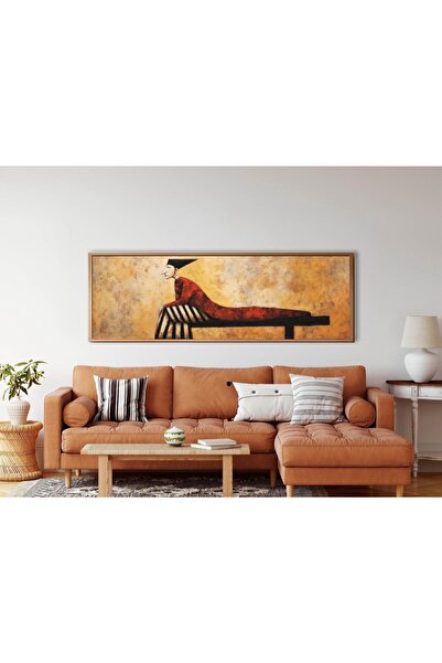woodhomeworks Tek Parça Gerçek Ahşap Yatay Panorama Çerçeveli Tablo uzanan adam