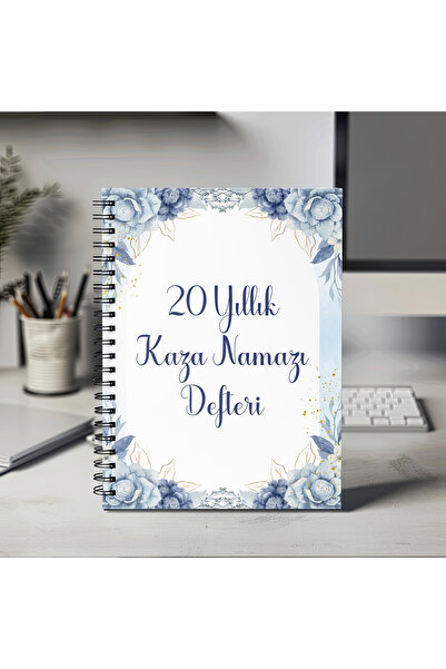 Mervenin Hayal Evi 20 Yıllık Kaza Namazı ve Oruç Defteri- Mavi Güllü - PVC Kapak