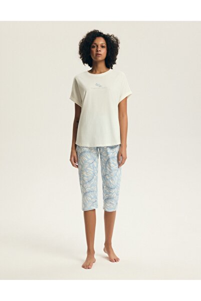 Henderson Women's Casual Pajamas Set T-Shirt & Capri Pants Botanical Pattern ...