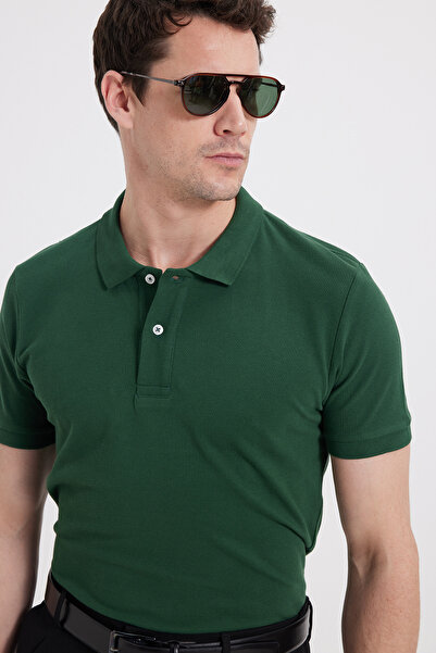 Tudors Men's Slim Fit Slim Fit 100% Cotton Khaki Polo Neck T-Shirt