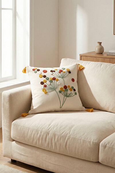 cottoncloth غطاء وسادة مطرز بتصميم بوهيمي من POLEN مقاس 42x42 سم