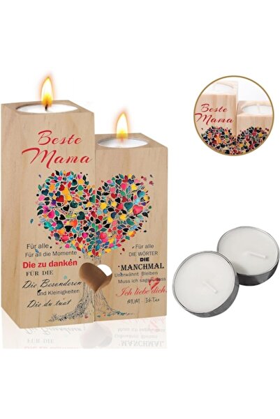 Bstalpine Heart Shaped Wooden Candle Holder