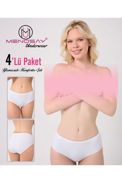 MENOSAY 4'lü paket düz beyaz bato külot