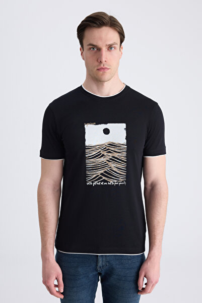 Twn Μπλουζάκι στενής γραμμής, μαύρο, απλό, 100% βαμβακερό