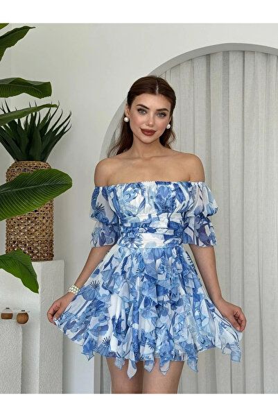 Buklemoda Floral Print Strapless Dress