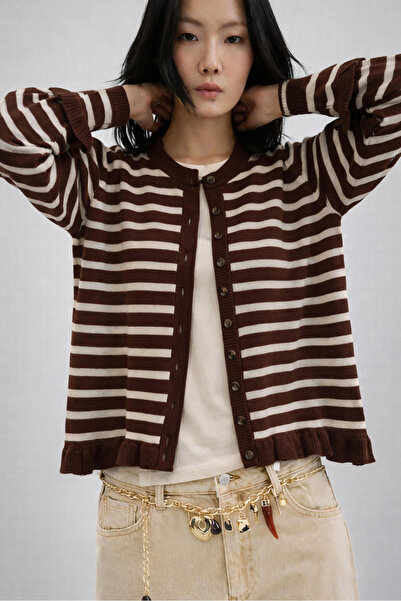 Touché Privé Firfirli Striped Knitted Cardigan