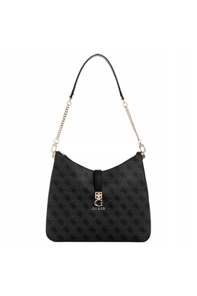 Guess Geantă de umăr mică și elegantă pentru femei, model cu logo, gri, negru...