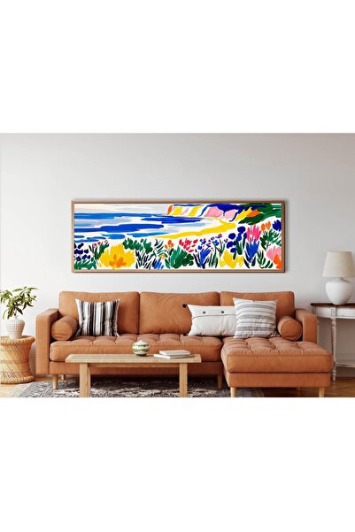 woodhomeworks Tek Parça Gerçek Ahşap Yatay Panorama Çerçeveli Tablo renkli ma...