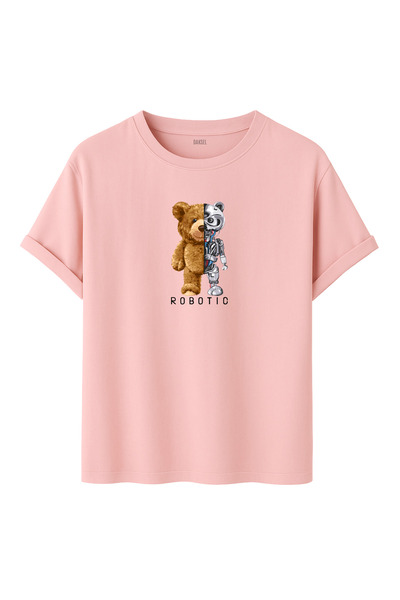 DK DAKSEL Unisex Wide Color Range Robotic Teddy Bear Printed 100% Cotton T-Shirt