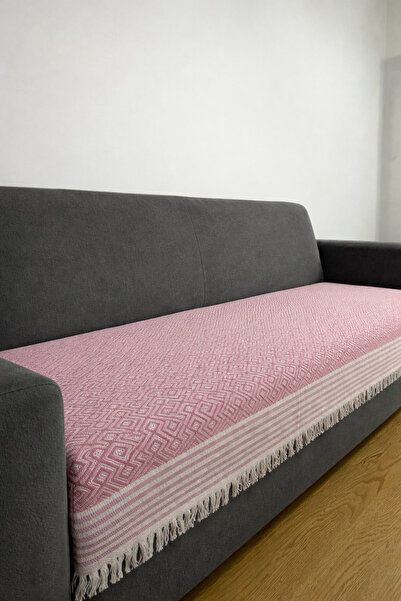 Cottonest Geometric Patterned Cotton Sofa Seat Cover 85 X 210 cm - Fringed wi...