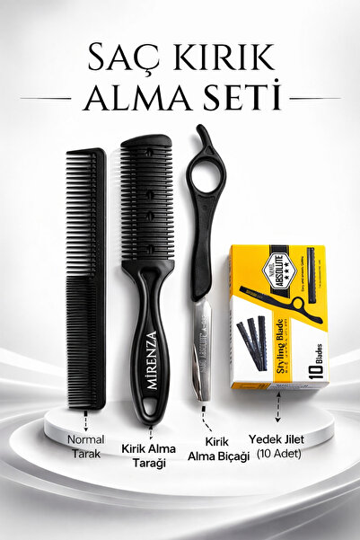 mirenza cosmetic Profesyonel Saç Sakal İnceltme Düzeltme Seti Berber Tipi Kua...