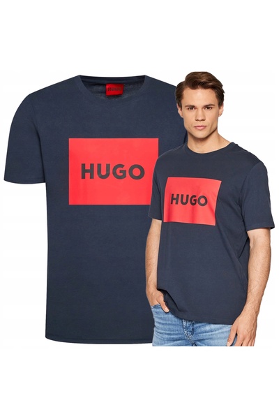 Hugo Boss Tricou bărbătesc din bumbac, bleumarin, cu imprimeu, mărimea S