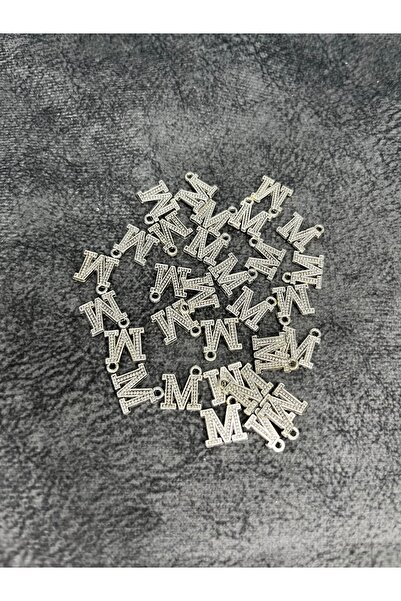 Mos Tespih 1 Adet M Harfi Gümüş Renk Tesbih Püskül Ucu Kolye Ucu Takı Malzemesi