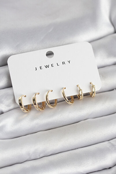 Lisinya Gold Color Brass 3 Pairs Women's Earring Set - Tygoo